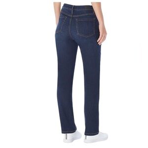 JONES NEW YORK High Waist Straight Leg Stretch Denim & Waistband Blue Je…